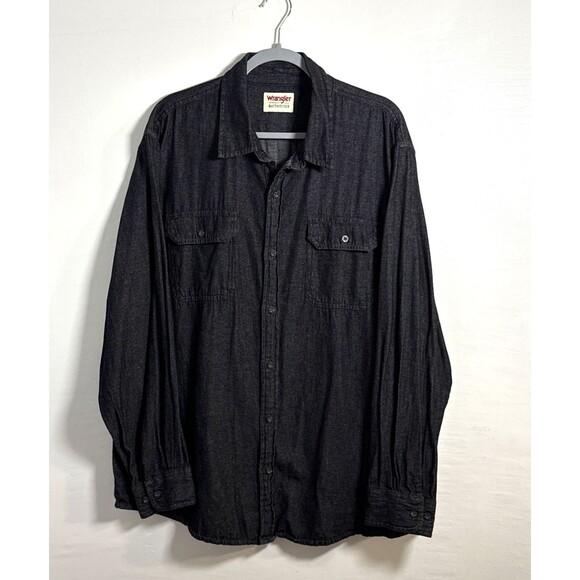 Wrangler Other - Wrangler Authentics Men's Denim Shirt Size XL Black Wash 100% Cotton Western